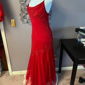Wrapped in Red Embroidered Gown